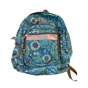 LL Bean Backpack Girls School Blue Birds Lg Padded Back And Straps Has Monogram